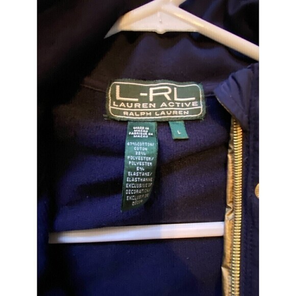 LAUREN RALPH LAUREN Active Jacket Coat Blue Gold Crest Zip Up Top Size Large - Picture 9 of 10